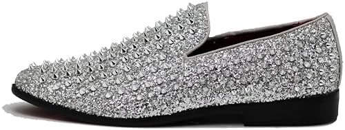Enzo Romeo Men's Vintage Spike Dress Loafers | Stylish Slip-On Tuxedo Shoes for Formal Events | Classic Fashion Footwear