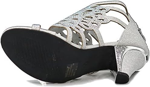 Enzo Romeo Kinmi25N Women's Rhinestone Gladiator Sandals | Open Toe Mid Heel | Perfect for Weddings and Parties | Stylis