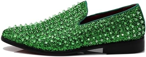 Enzo Romeo Men's Vintage Spike Dress Loafers | Stylish Slip-On Tuxedo Shoes for Formal Events | Classic Fashion Footwear