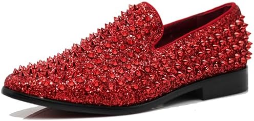 Enzo Romeo Men's Vintage Spike Dress Loafers | Stylish Slip-On Tuxedo Shoes for Formal Events | Classic Fashion Footwear