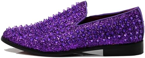 Enzo Romeo Men's Vintage Spike Dress Loafers | Stylish Slip-On Tuxedo Shoes for Formal Events | Classic Fashion Footwear