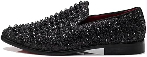 Enzo Romeo Men's Vintage Spike Dress Loafers | Stylish Slip-On Tuxedo Shoes for Formal Events | Classic Fashion Footwear