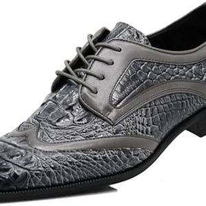 Enzo Romeo Men's Alligator Print Dress Shoes - Fashion Lace Up Oxfords for Formal Occasions - Luxury Comfort Footwear -