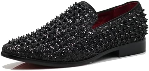 Enzo Romeo Men's Vintage Spike Dress Loafers | Stylish Slip-On Tuxedo Shoes for Formal Events | Classic Fashion Footwear