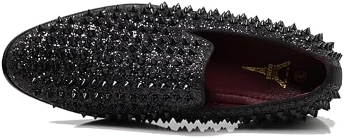 Enzo Romeo Men's Vintage Spike Dress Loafers | Stylish Slip-On Tuxedo Shoes for Formal Events | Classic Fashion Footwear