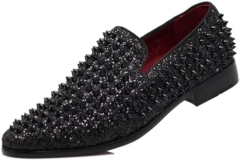 Enzo Romeo Men's Vintage Spike Dress Loafers | Stylish Slip-On Tuxedo Shoes for Formal Events | Classic Fashion Footwear