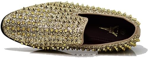 Enzo Romeo Men's Vintage Spike Dress Loafers | Stylish Slip-On Tuxedo Shoes for Formal Events | Classic Fashion Footwear