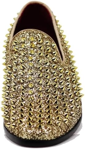 Enzo Romeo Men's Vintage Spike Dress Loafers | Stylish Slip-On Tuxedo Shoes for Formal Events | Classic Fashion Footwear