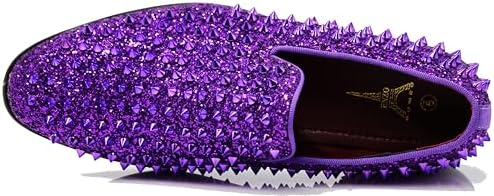 Enzo Romeo Men's Vintage Spike Dress Loafers | Stylish Slip-On Tuxedo Shoes for Formal Events | Classic Fashion Footwear