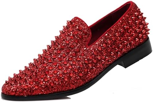 Enzo Romeo Men's Vintage Spike Dress Loafers | Stylish Slip-On Tuxedo Shoes for Formal Events | Classic Fashion Footwear