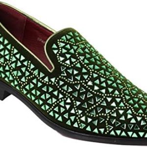 Enzo Romeo Men's Rhinestone Suede Loafers - Classic Designer Moccasins for Formal Events - SPK27 Model