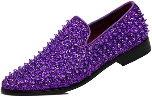 Enzo Romeo Men's Vintage Spike Dress Loafers | Stylish Slip-On Tuxedo Shoes for Formal Events | Classic Fashion Footwear