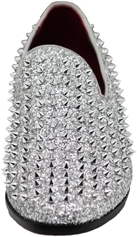 Enzo Romeo Men's Vintage Spike Dress Loafers | Stylish Slip-On Tuxedo Shoes for Formal Events | Classic Fashion Footwear