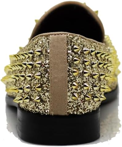 Enzo Romeo Men's Vintage Spike Dress Loafers | Stylish Slip-On Tuxedo Shoes for Formal Events | Classic Fashion Footwear