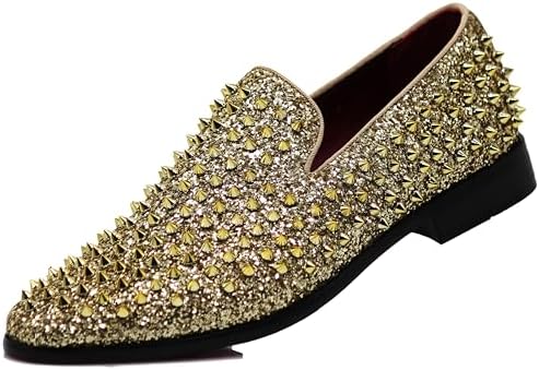 Enzo Romeo Men's Vintage Spike Dress Loafers | Stylish Slip-On Tuxedo Shoes for Formal Events | Classic Fashion Footwear
