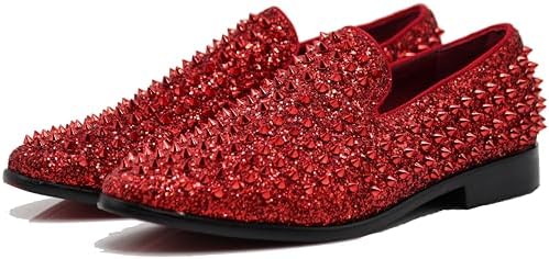 Enzo Romeo Men's Vintage Spike Dress Loafers | Stylish Slip-On Tuxedo Shoes for Formal Events | Classic Fashion Footwear
