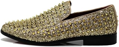 Enzo Romeo Men's Vintage Spike Dress Loafers | Stylish Slip-On Tuxedo Shoes for Formal Events | Classic Fashion Footwear