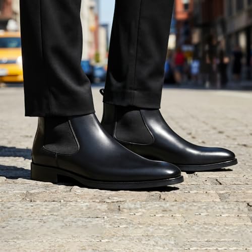 GIFENNSE Mens Chelsea Boots - Premium Leather Dress Boots for Stylish Men - Ideal for Casual & Formal Occasions - Comfor